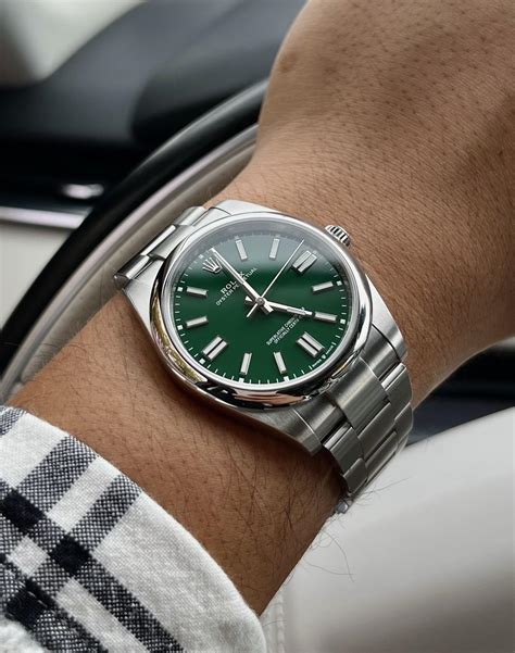 rolex explorer green|Rolex oyster perpetual 41 green.